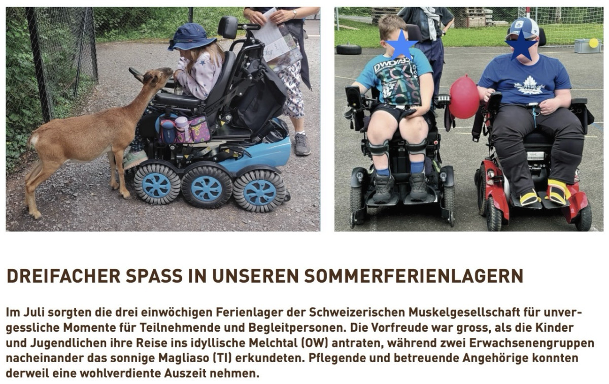 kinderlager.jpg Drei Kinder in einem Elektrorollstuhl